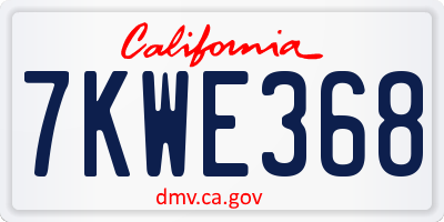 CA license plate 7KWE368
