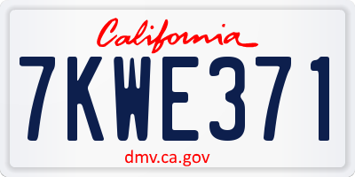 CA license plate 7KWE371