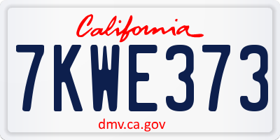 CA license plate 7KWE373