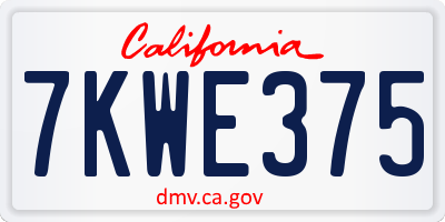 CA license plate 7KWE375