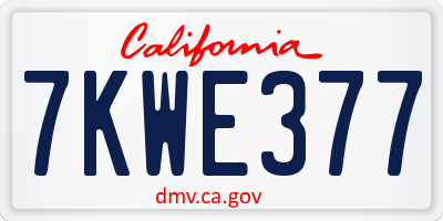CA license plate 7KWE377