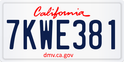 CA license plate 7KWE381