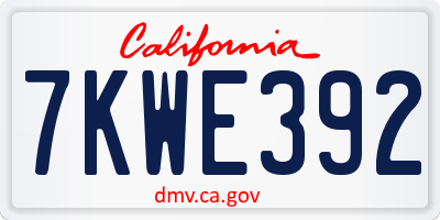 CA license plate 7KWE392