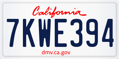 CA license plate 7KWE394