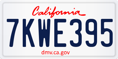 CA license plate 7KWE395