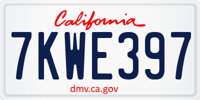 CA license plate 7KWE397