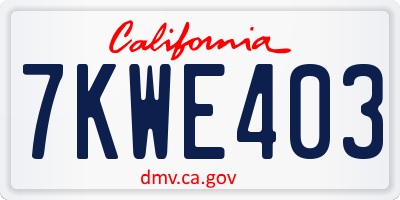 CA license plate 7KWE403
