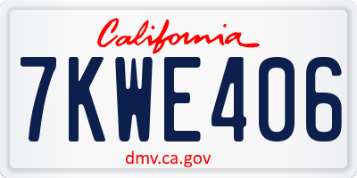 CA license plate 7KWE406