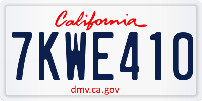 CA license plate 7KWE410