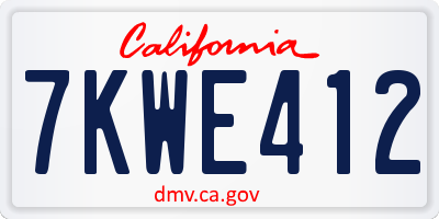 CA license plate 7KWE412