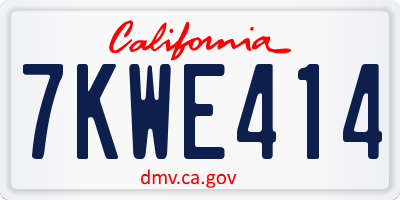 CA license plate 7KWE414