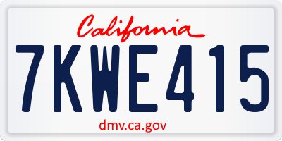 CA license plate 7KWE415