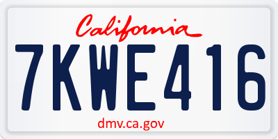 CA license plate 7KWE416