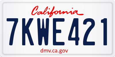 CA license plate 7KWE421