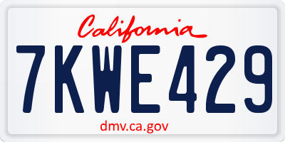 CA license plate 7KWE429