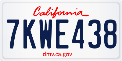 CA license plate 7KWE438