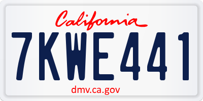 CA license plate 7KWE441