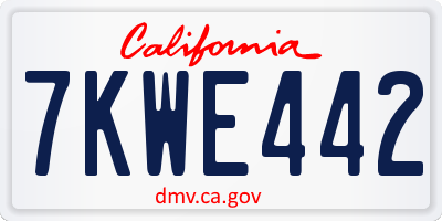 CA license plate 7KWE442