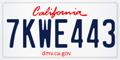 CA license plate 7KWE443