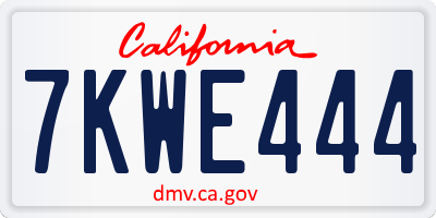 CA license plate 7KWE444