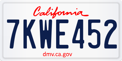 CA license plate 7KWE452