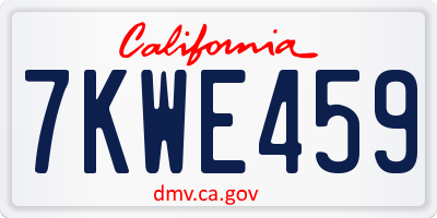 CA license plate 7KWE459