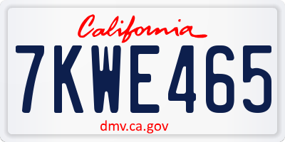 CA license plate 7KWE465