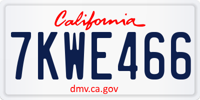 CA license plate 7KWE466