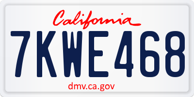 CA license plate 7KWE468