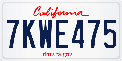 CA license plate 7KWE475