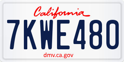 CA license plate 7KWE480