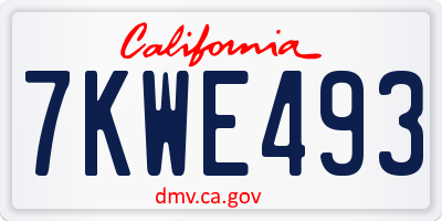 CA license plate 7KWE493