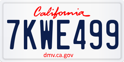 CA license plate 7KWE499