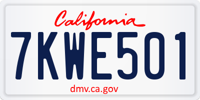 CA license plate 7KWE501