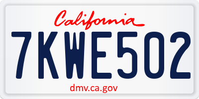 CA license plate 7KWE502