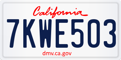 CA license plate 7KWE503