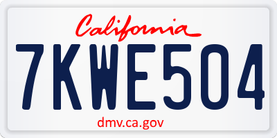 CA license plate 7KWE504