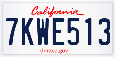 CA license plate 7KWE513