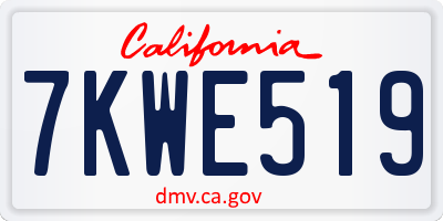 CA license plate 7KWE519