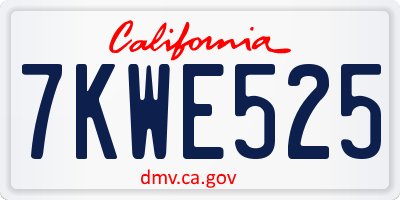 CA license plate 7KWE525