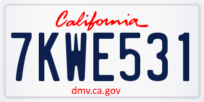 CA license plate 7KWE531