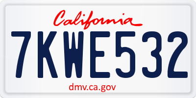 CA license plate 7KWE532