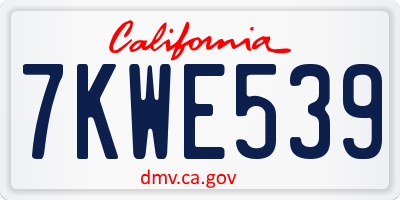 CA license plate 7KWE539