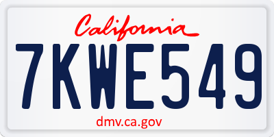 CA license plate 7KWE549