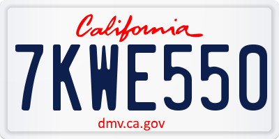 CA license plate 7KWE550