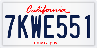 CA license plate 7KWE551