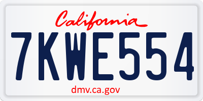 CA license plate 7KWE554