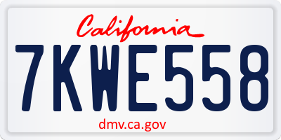 CA license plate 7KWE558
