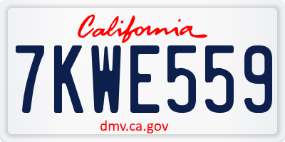 CA license plate 7KWE559