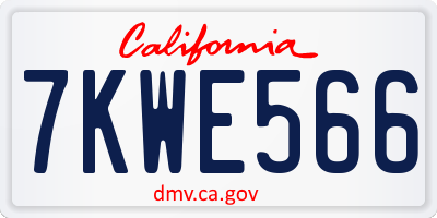 CA license plate 7KWE566